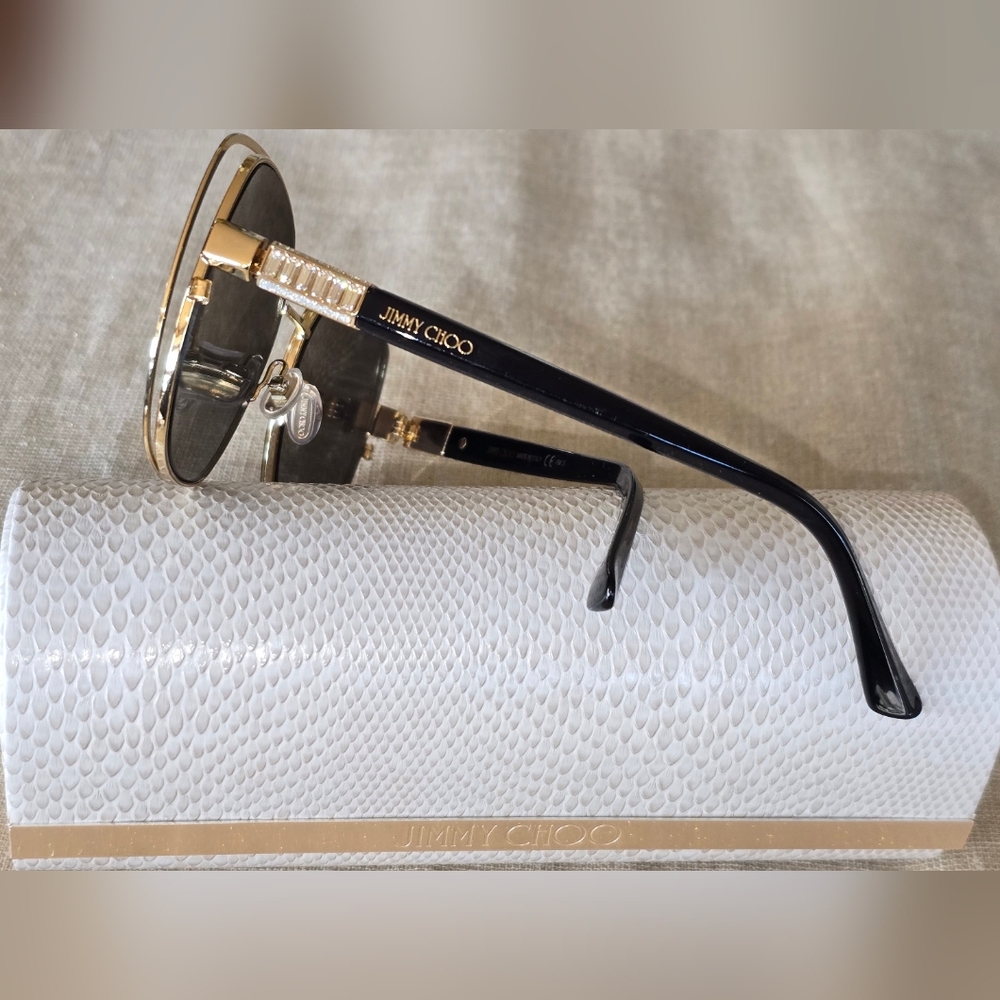 Jimmy Choo Gold and Black Aviator Sunglasses
